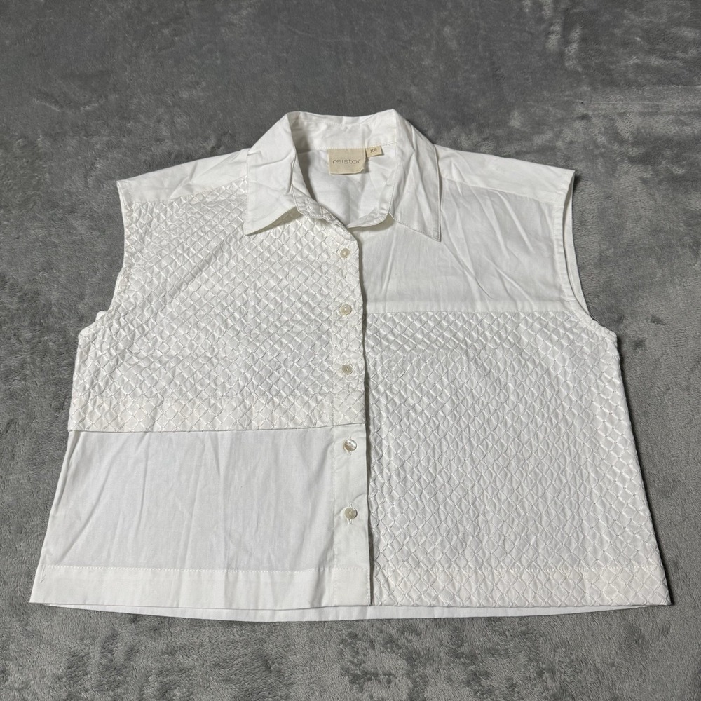 Reistor Embroidered Button Sleeveless‎ Panel Top Size XS Boho $105 MSRP